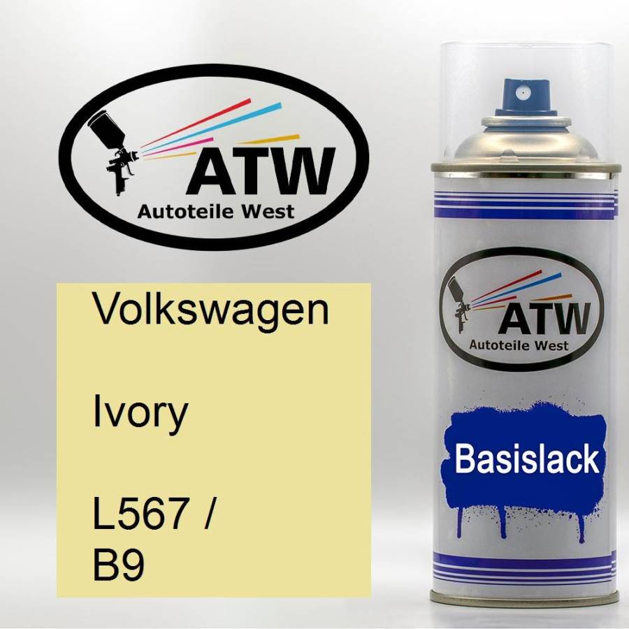 Volkswagen, Ivory, L567 / B9: 400ml Sprühdose, von ATW Autoteile West.